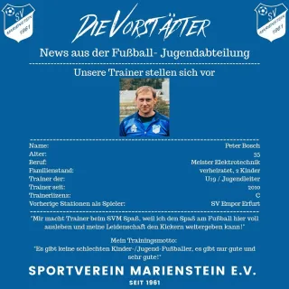 +++ Unsere Maschine! 💪🏻 +++
Fußball-Jugendleiter, Trainer unserer U19, Vorsitzender der Bayerischen Sportjugend im Kre...