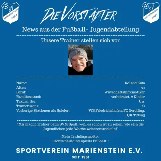 +++ News aus der Fußball-Jugendabteilung +++
. 
Weiter geht's mit der Vorstellung unserer Jugendtrainer. Heute stellen w...