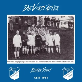Rückblick ins Jahr 1962.
Auf dem Bild seht Ihr ein gemeinsames Mannschaftsfoto bei unserem ersten Spiel gegen den FC Tha...