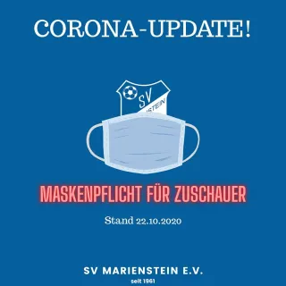 Maskenpflicht für Zuschauer!
.
Mit den steigenden Corona-Fallzahlen verschärfen sich auch wieder die Schutzmaßnahmen.
....