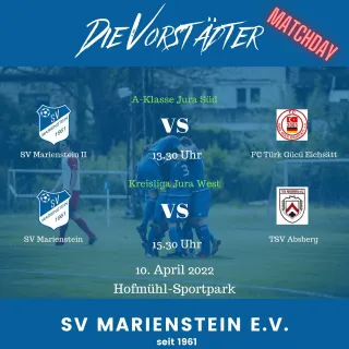 Sonntag ist Spieltag! ⚽️
.
Unsere 2. Mannschaft greift endlich auch wieder ins Spielgeschehen ein und bestreitet das Vo...