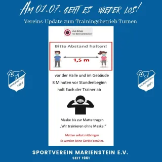 Es geht wieder los beim Erwachsenenturnen!
Am 01.07. startet unsere Turnabteilung in der Turnhalle Am Graben mit einem r...